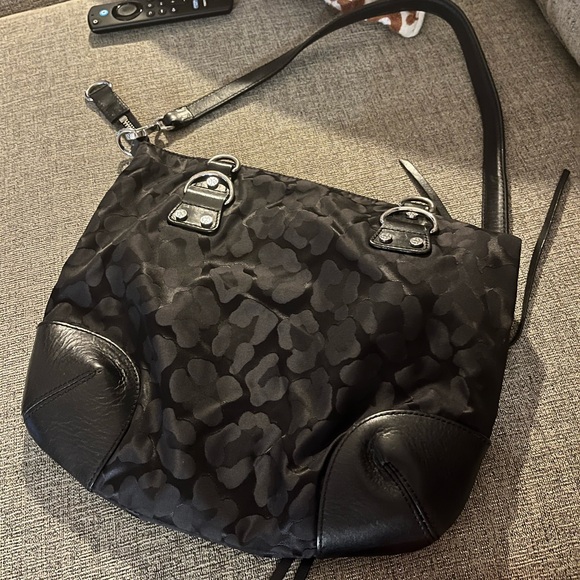 MZ Wallace Parker Leopard Jacquard Leather Trim Nylon Tote - Picture 5 of 9